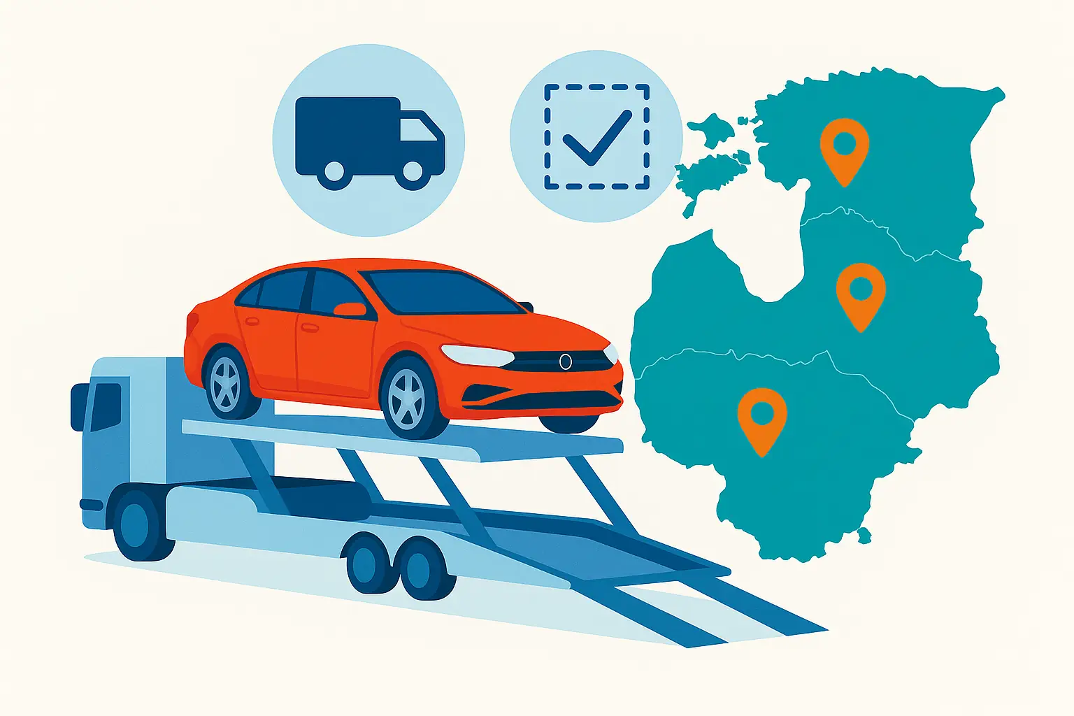 Car transporter and delivery map