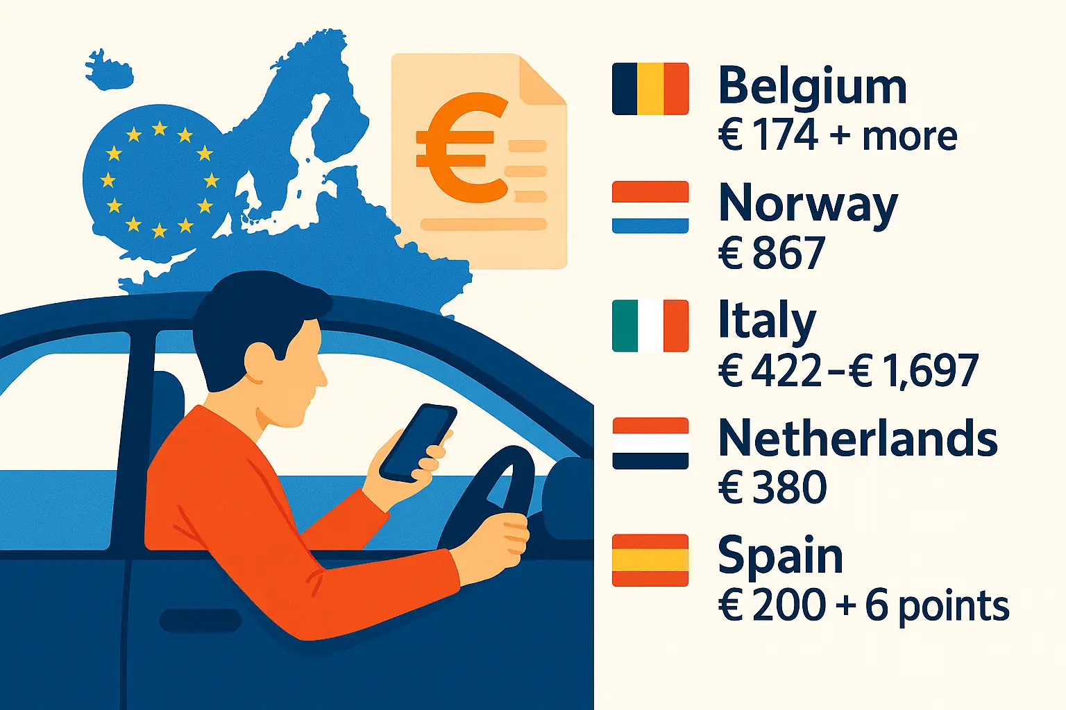 EU countries with harshest phone use penalties